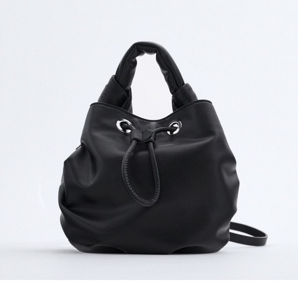 Zara Black Drawstring bucket Bag